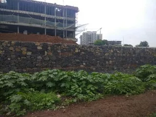 Gabion retaining wall — Gera Misty Water, Keshavnagar, Pune