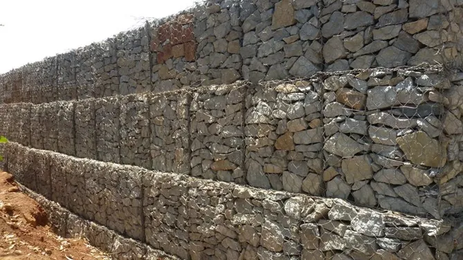 Completed gabion earth retaining wall at Neelmangala, Bangalore